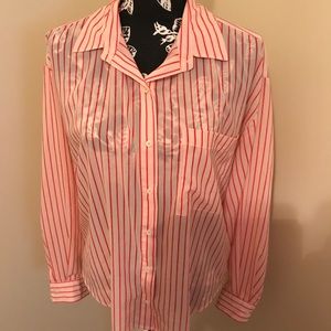 🧡❗️Peach striped button down blouse